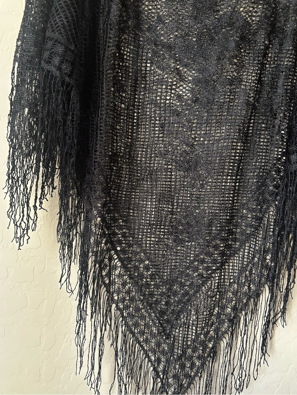 Free People Beach Riot Black Open-Knit Fringe Poncho - Picture 4 of 4